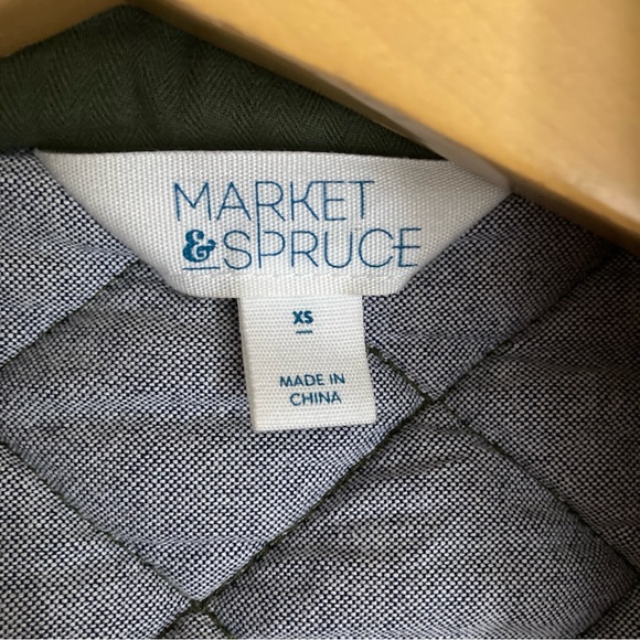 Market & Spruce Olive Quilted Jacket with Gold Buttons and zipper Size XS - Picture 6 of 11